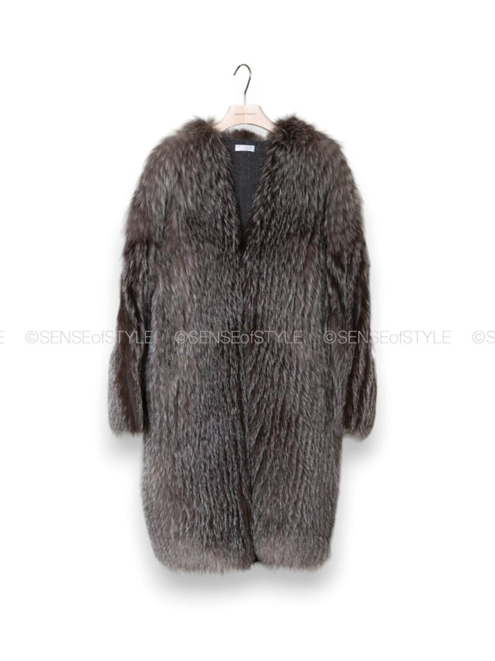 Brunello Cucinelli Fox Cashmere Fur Coat Women Jacket Size M